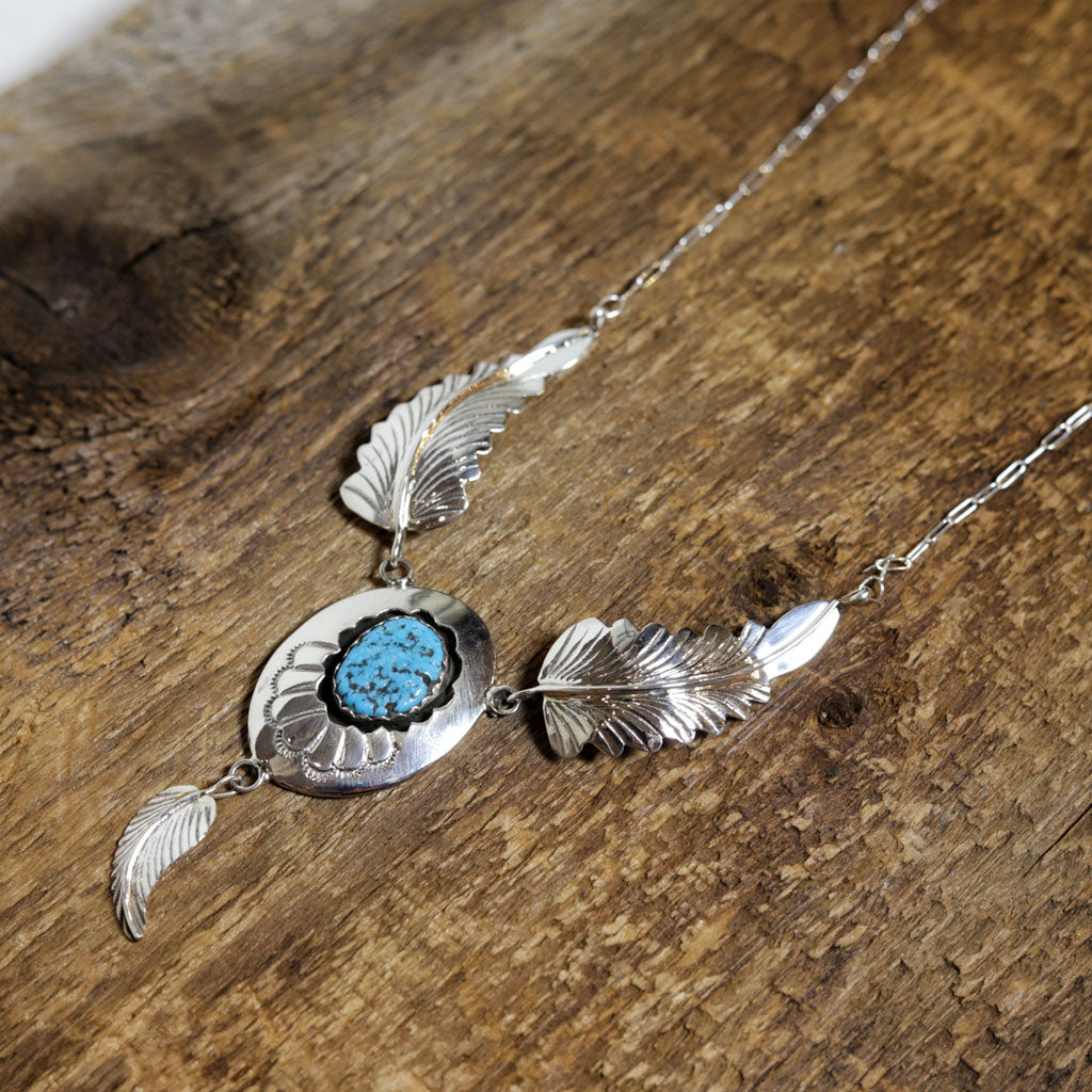 Silver & Kingsman Turquoise Navajo Necklace by Margi Chee