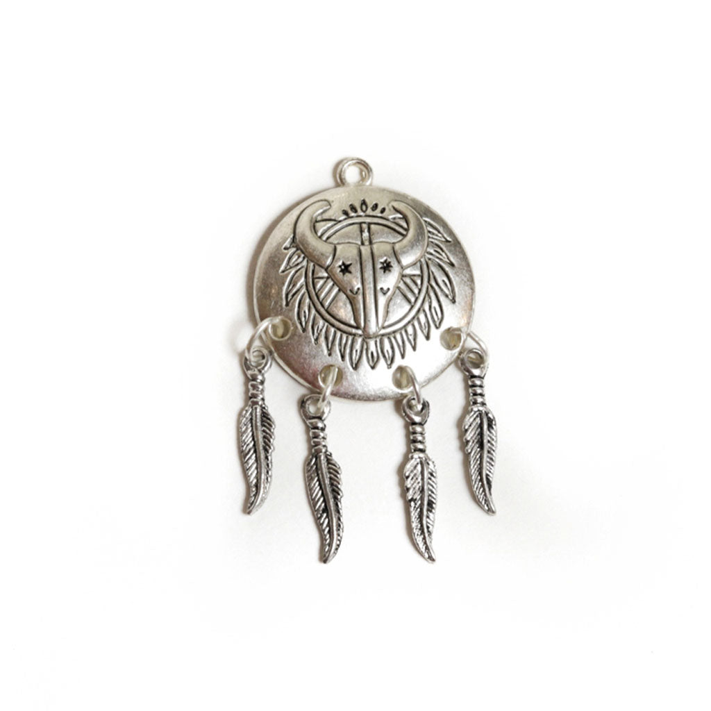 Shield Pendant with Feathers