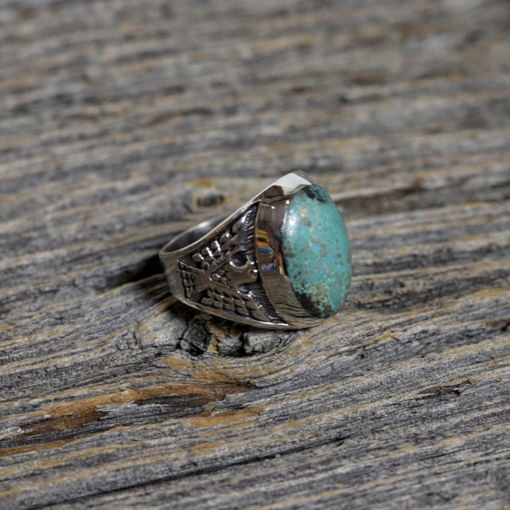 Silver & Turquoise Thunderbird Ring by Edward Johnson