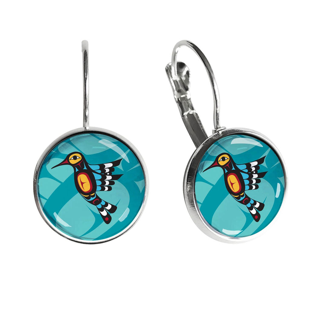 'Hummingbird' Glass Dome Earrings by Francis Dick