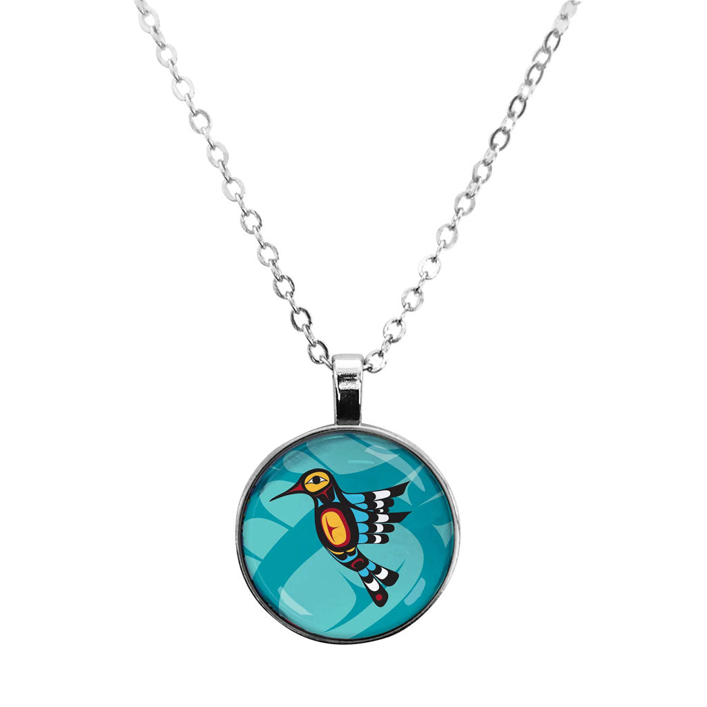 'Hummingbird' Glass Dome Necklace by Francis Dick