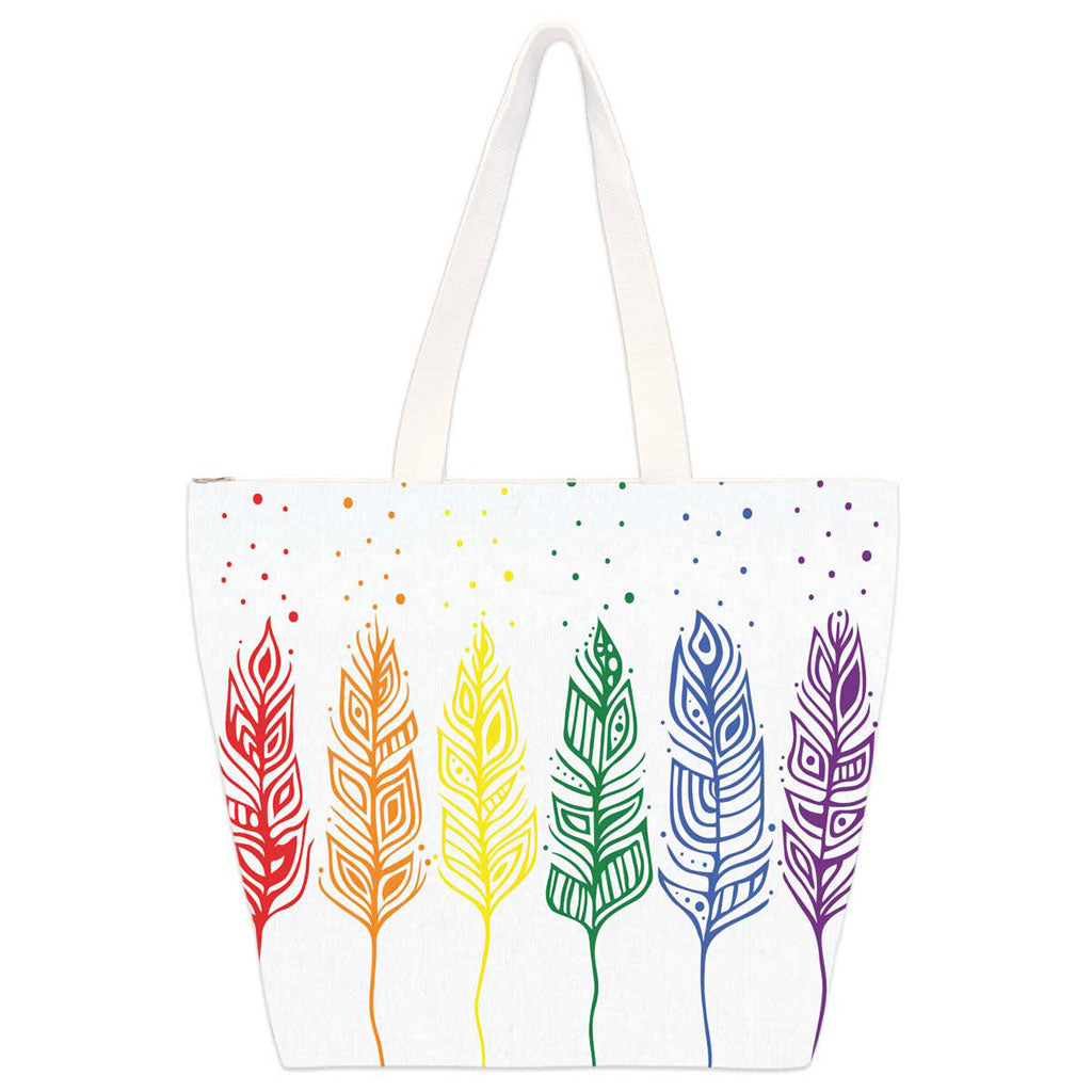 'Pride Feathers' Large Canvas Tote by Patrick Hunter