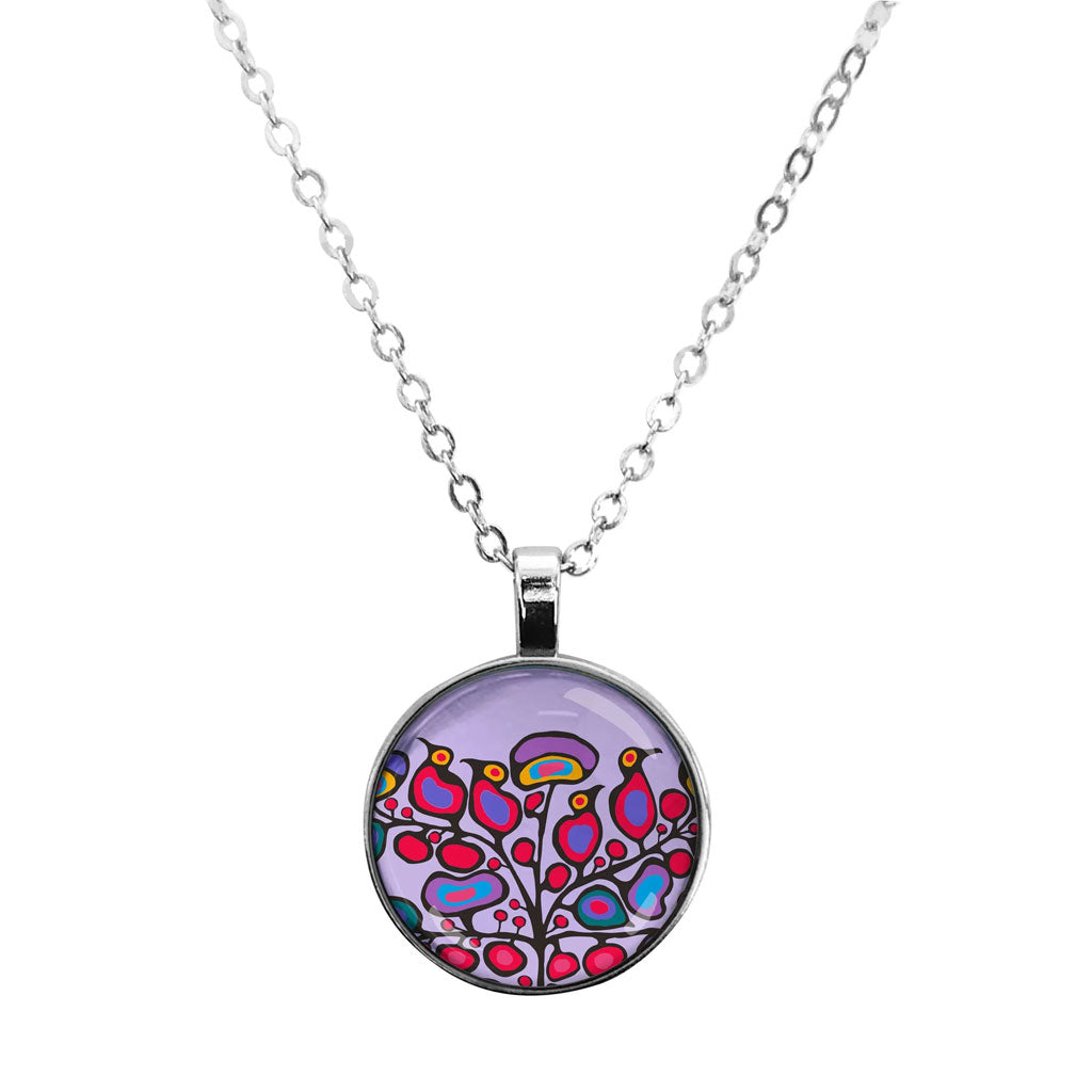 'Woodland Floral' Glass Dome Necklace by Norval Morisseau