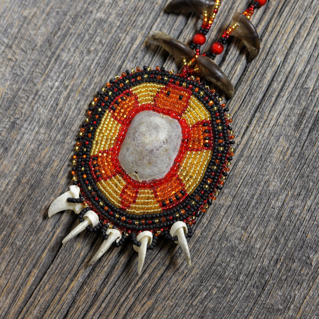 Bear Claw & Moose Vertebrae Medallion by Gracy Ratt