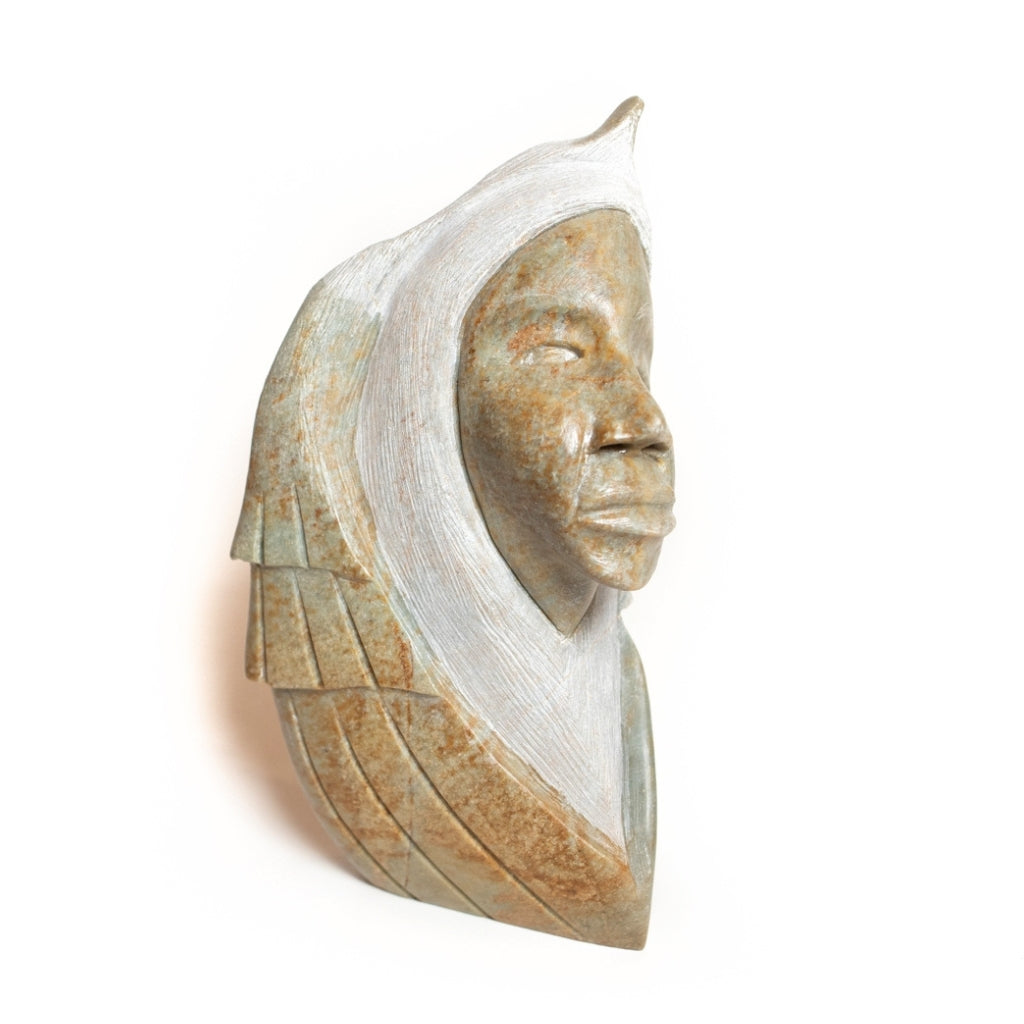Lady and Eagle Soapstone Carving by Todd Longboat