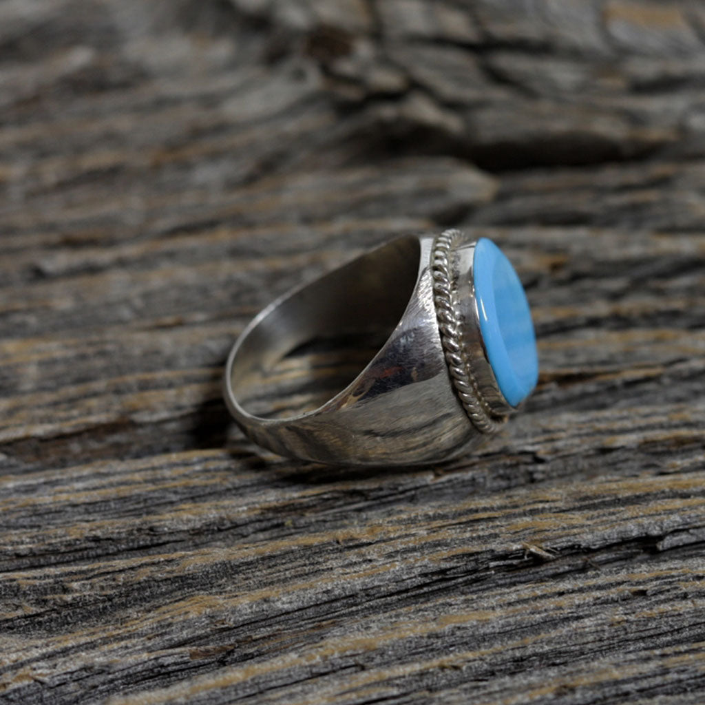 Sterling Silver Men's Kingman Arizona Turquoise Ring