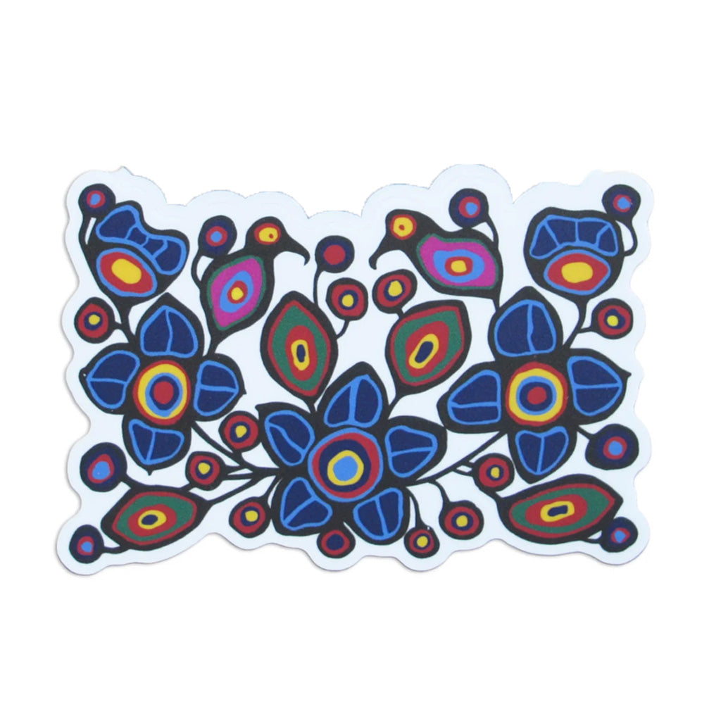 'Flowers & Birds' Vinyl Sticker by Norval Morrisseau