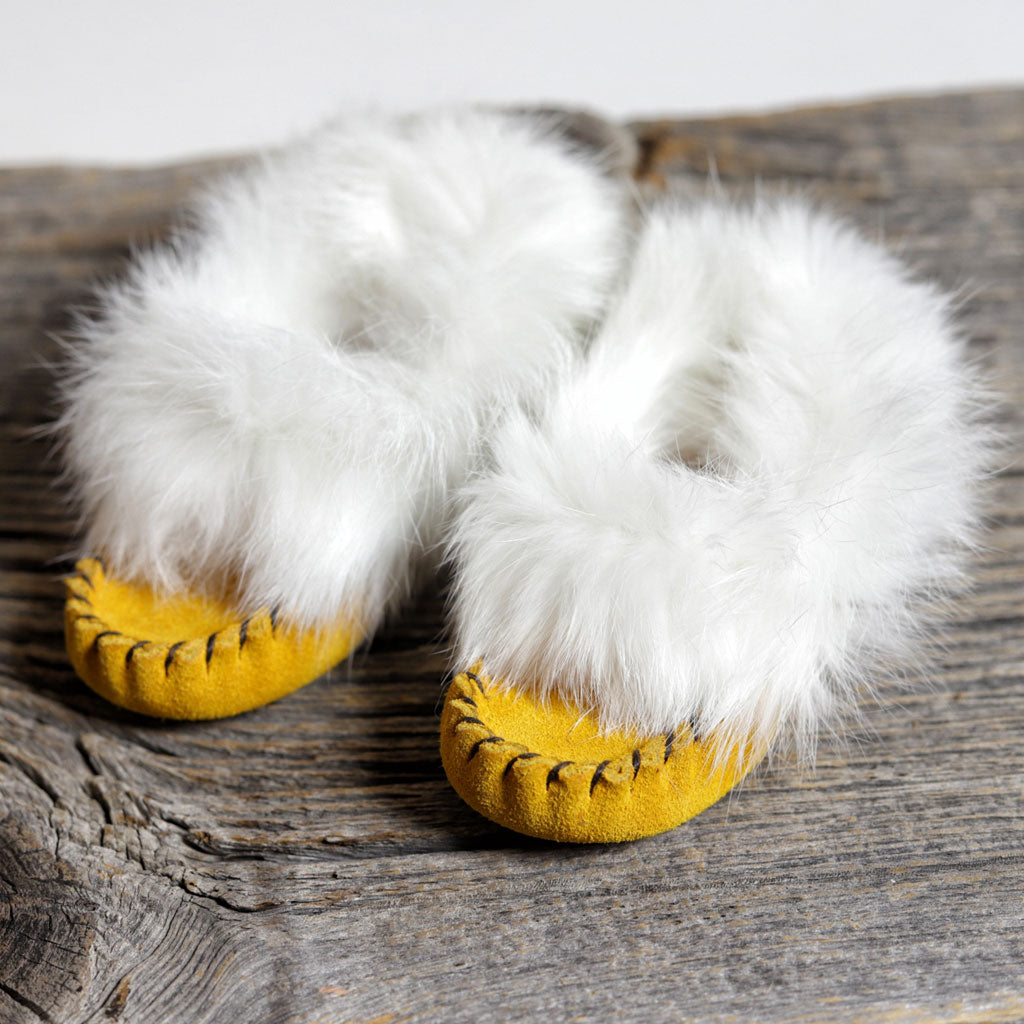 Baby Moccasins with Rabbit Fur