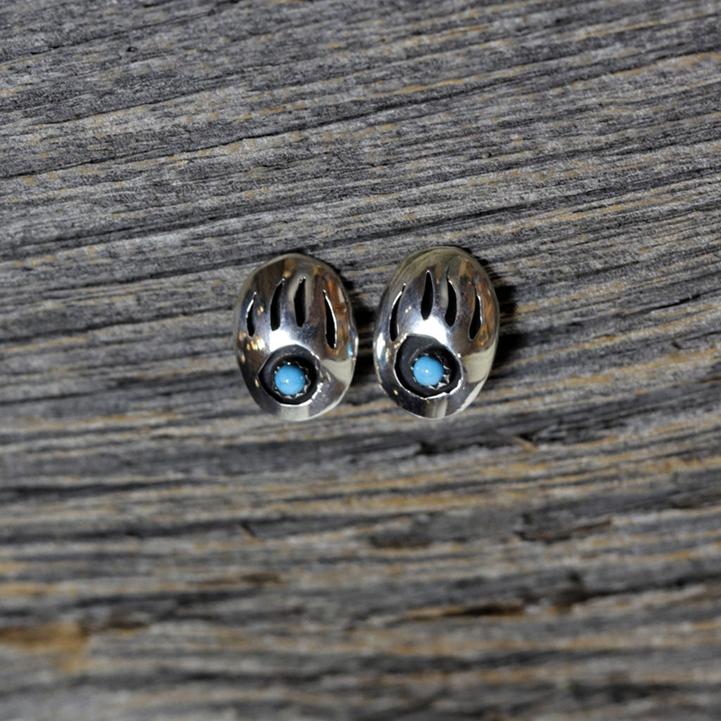Silver & Turquoise Bear Paw Navajo Earrings