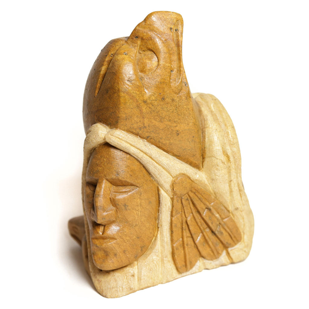 Mohawk Soapstone Carving - Turtle, Eagle & Faces