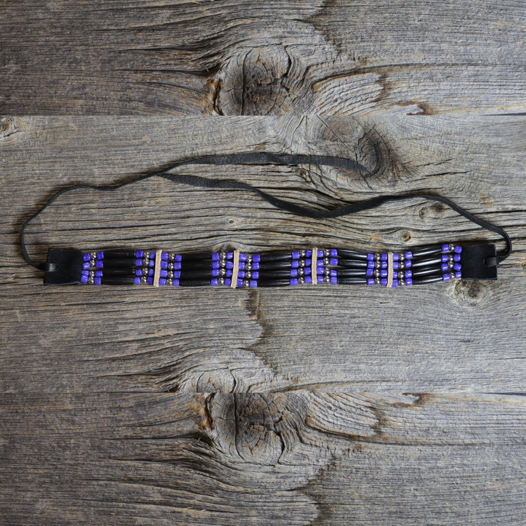 4 Row Choker - Black &amp; Royal Blue