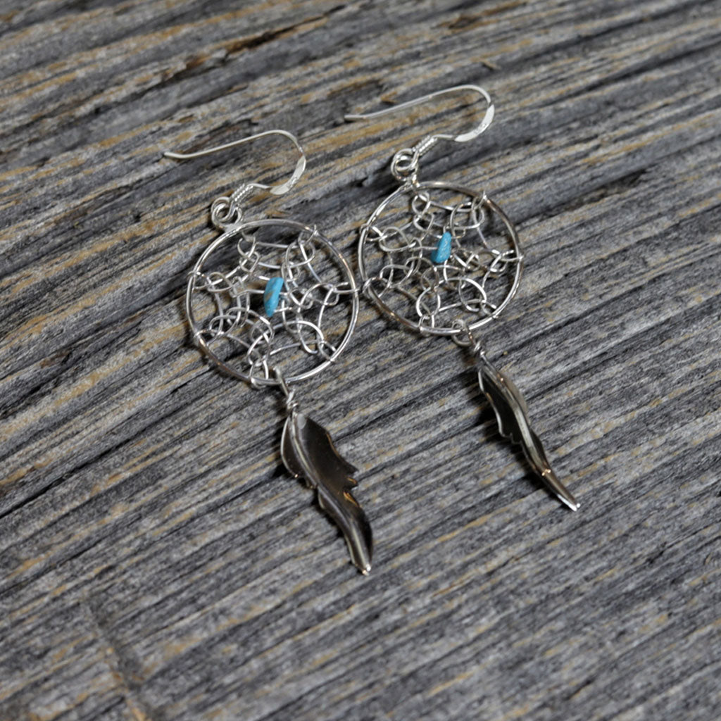 Silver Navajo Dreamcatcher Earrings by Lorenzo Arvizo