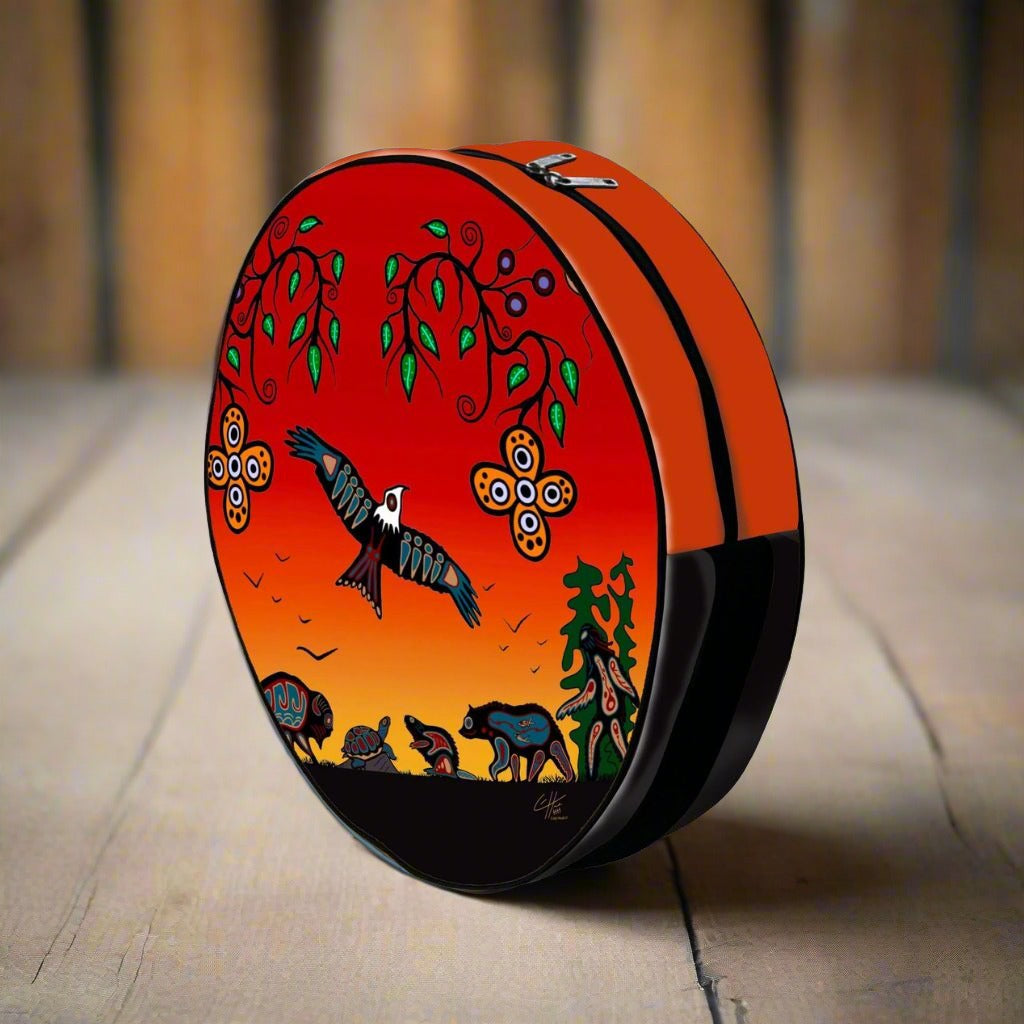 &#39;Seven Grandfather Teachings&#39; Drum Bag by Cody James Houle