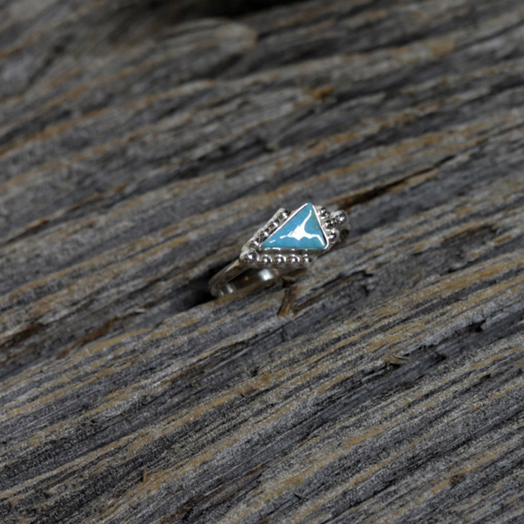 Navajo Silver Ring w/ Triangular Shaped Stones by Dustin Bobelu