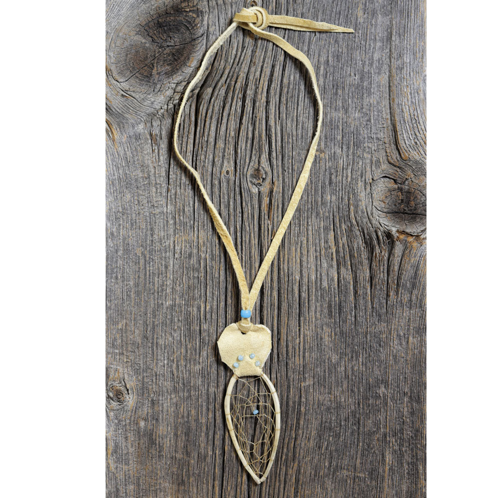 Dreamcatcher Necklace by Gracy Ratt - Pearl Blue Beads
