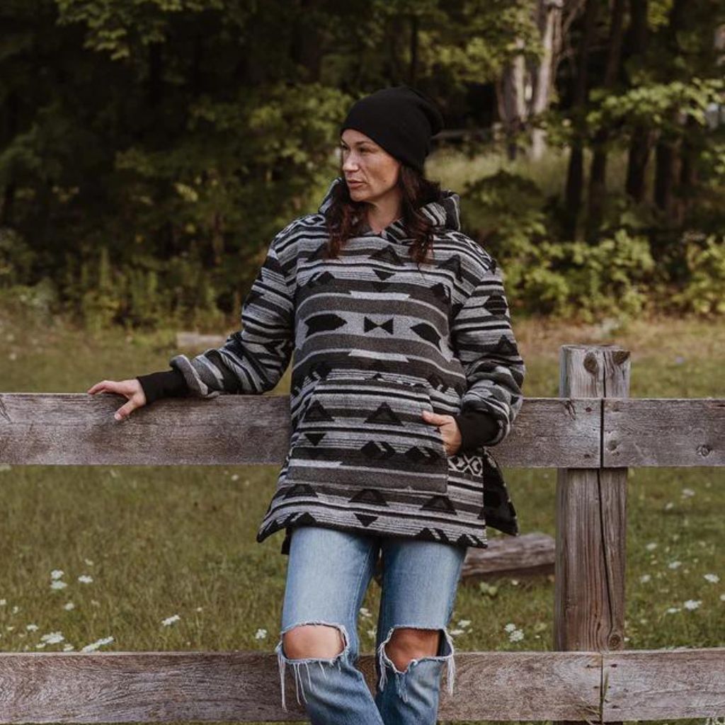 &#39;Four Directions&#39; Hoodie Poncho by MINI TIPI