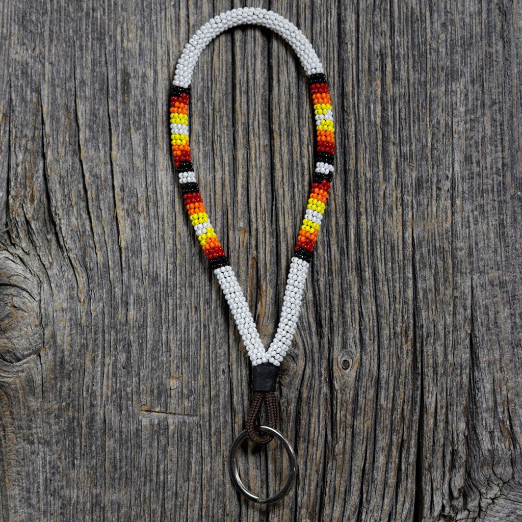 Small Beaded Lanyard by Walking Beads - White