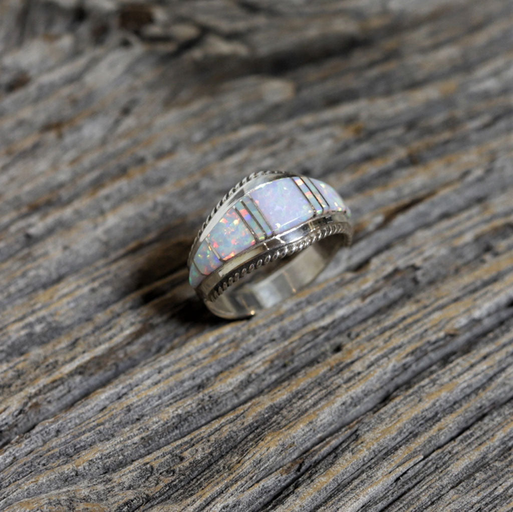 Silver & Opal Zuni Ring by Deidre Luna
