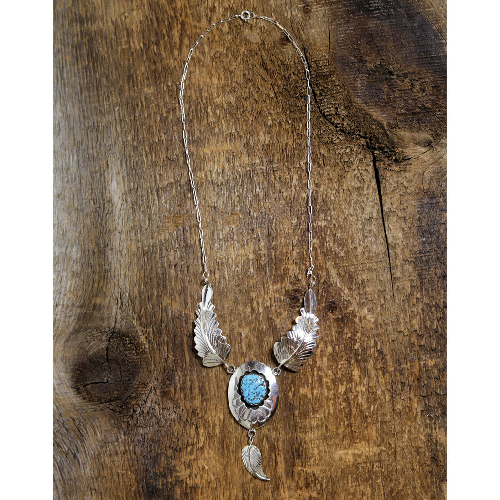 Silver & Kingsman Turquoise Navajo Necklace by Margi Chee