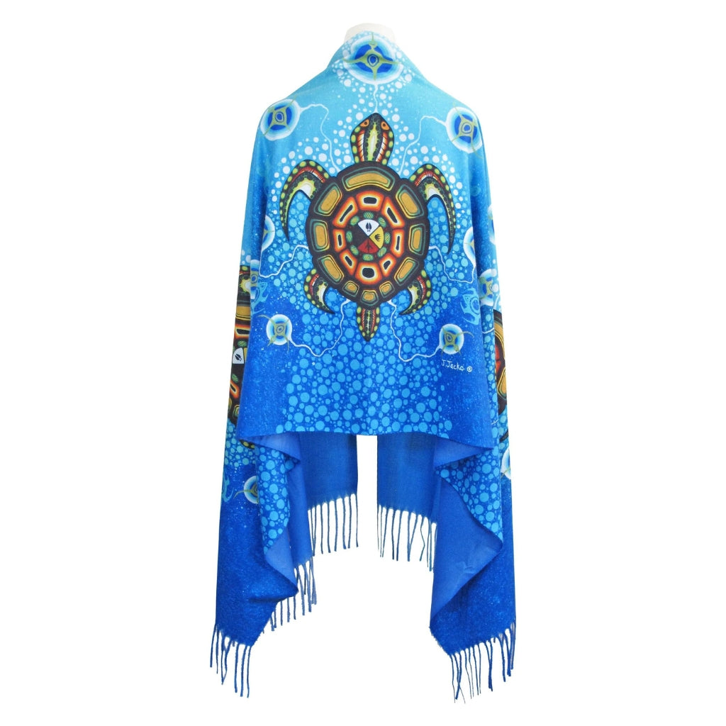 'Medicine Turtle' Eco Fringed Shawl by James Jacko