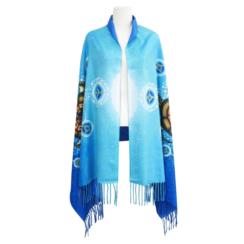 &#39;Medicine Turtle&#39; Eco Fringed Shawl by James Jacko