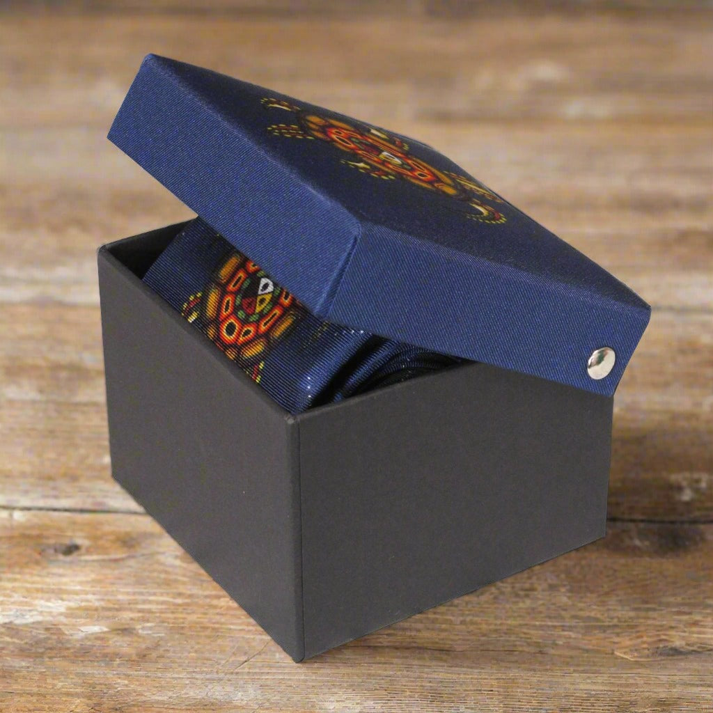 Slim Silk Tie - 'Medicine Turtle' by James Jacko
