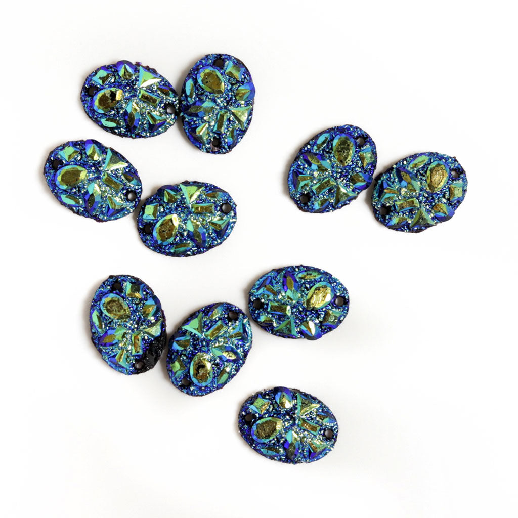 Moon Rock Cabochons - Black AB - Oval 13x18mm