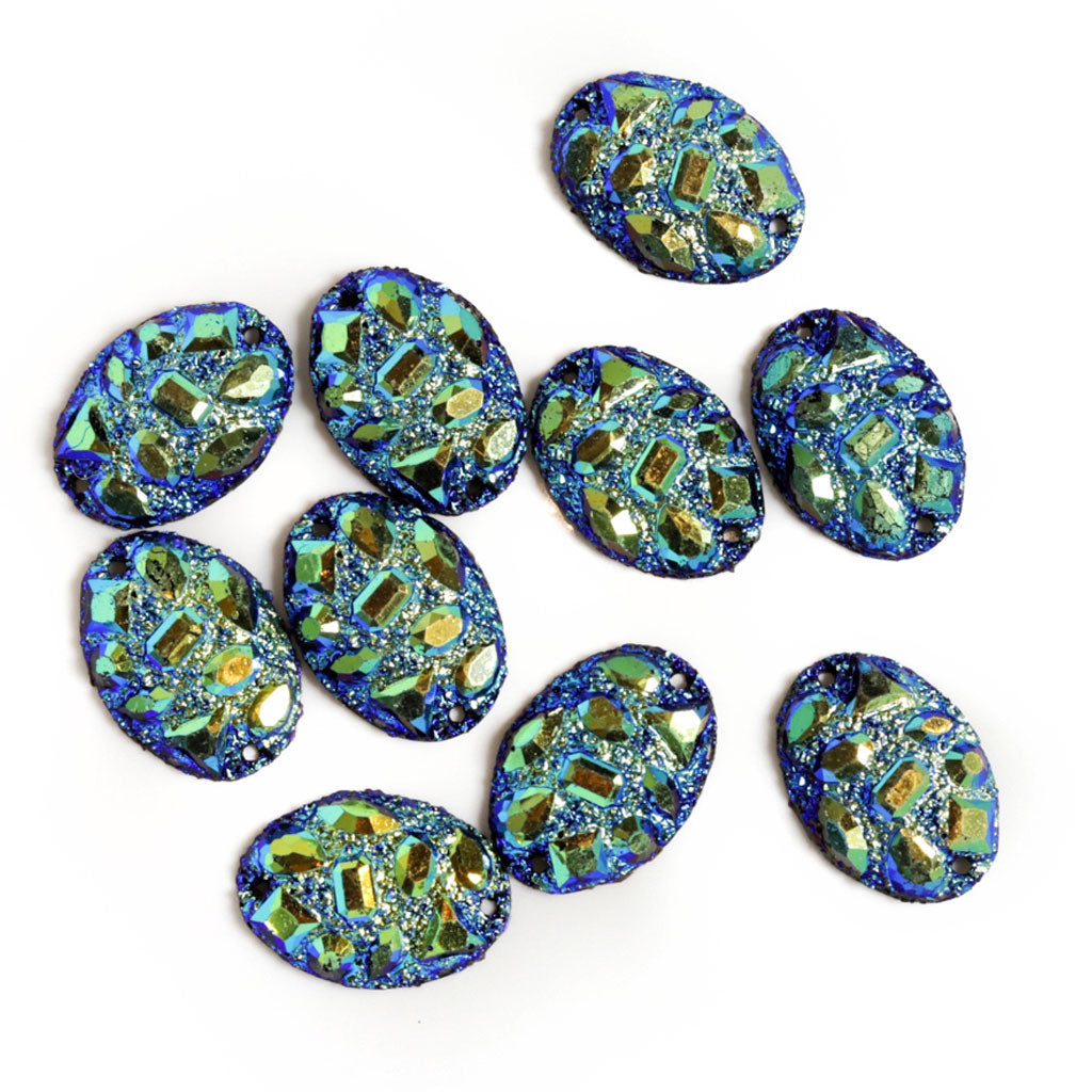 Moon Rock Cabochons - Black AB - Oval 18x25mm