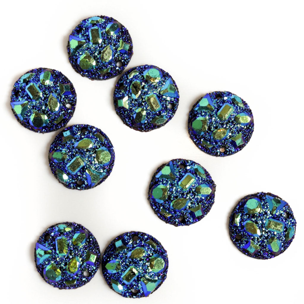 Moon Rock Cabochons - Black AB - Round 20mm
