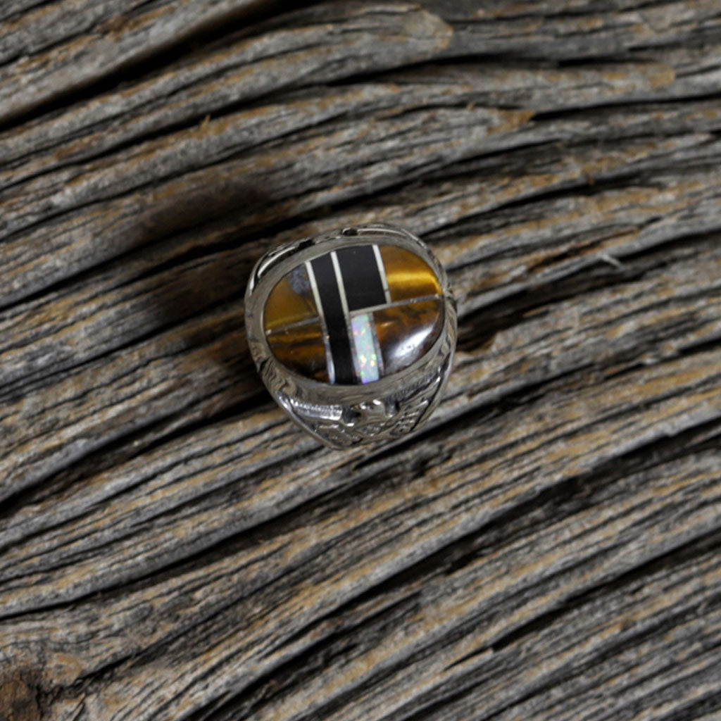 Multi-stone Thunderbird Ring by Edward Johnson