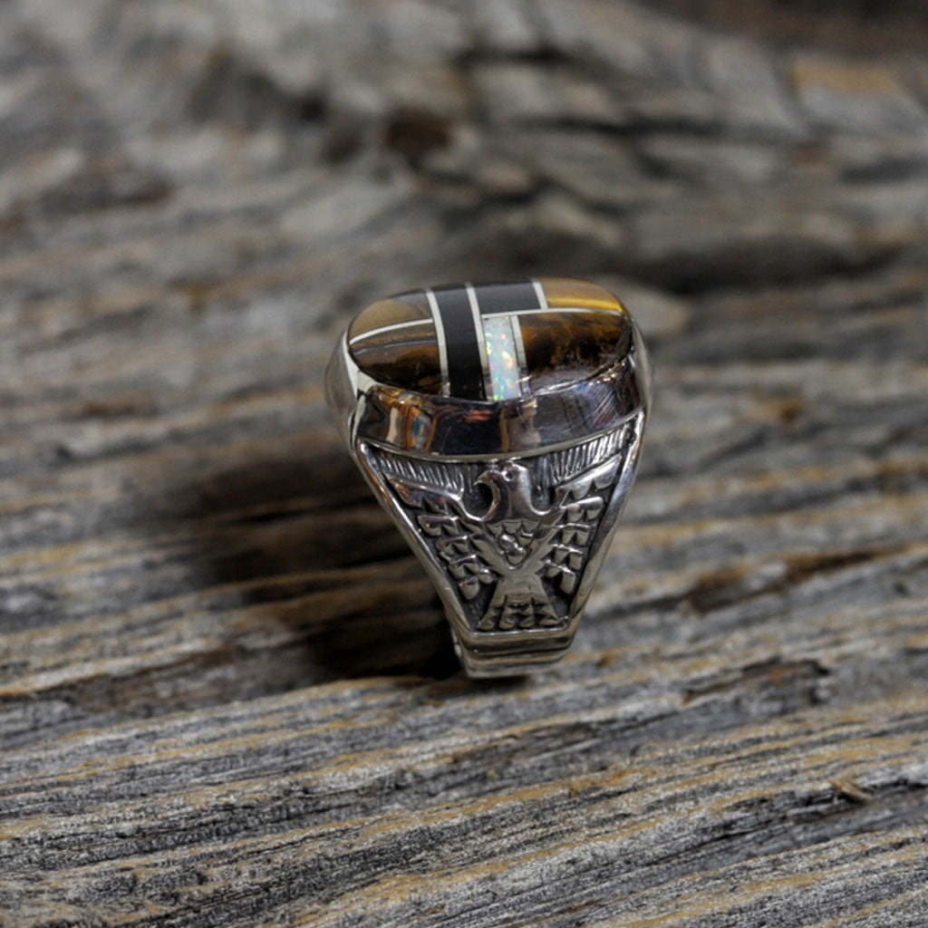 Multi-stone Thunderbird Ring by Edward Johnson