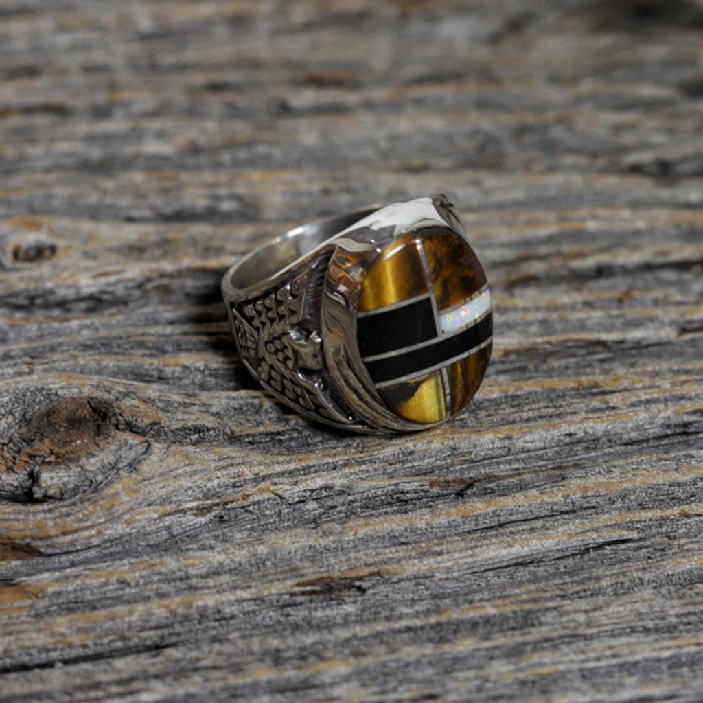 Multi-stone Thunderbird Ring by Edward Johnson