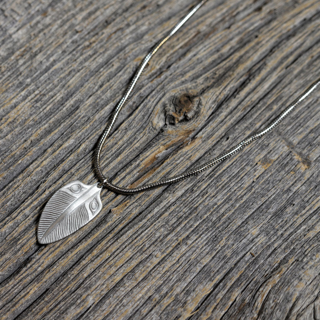 Pewter Feather Necklace by Alex Helin