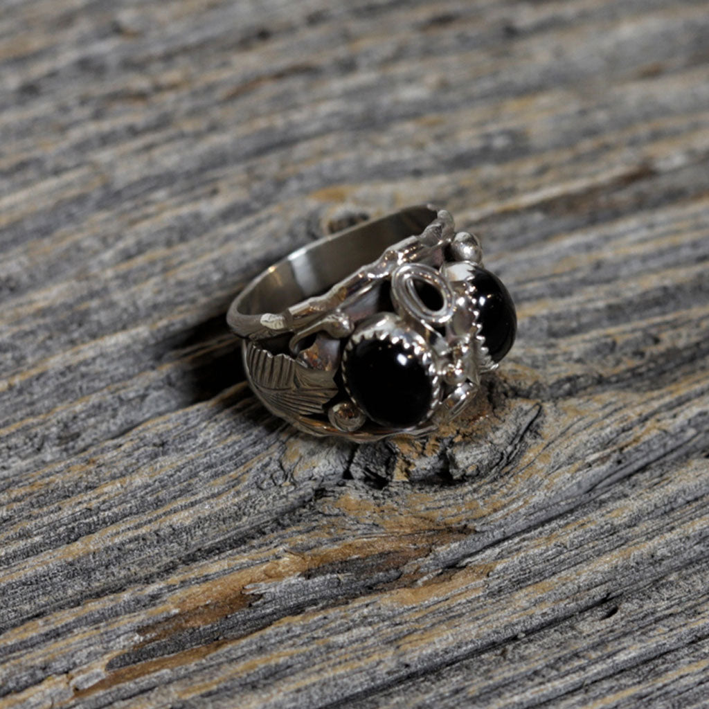 Silver & Double Onyx Stone Ring by Max Calladito