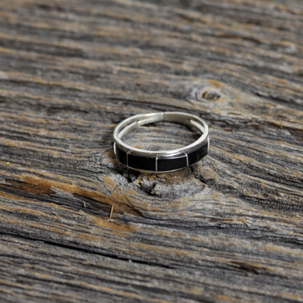 Navajo Silver & Jet Ring by Jamie Johnson
