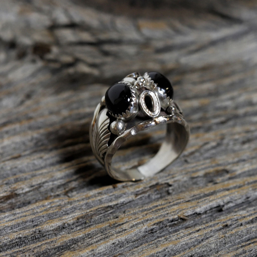 Silver & Double Onyx Stone Ring by Max Calladito