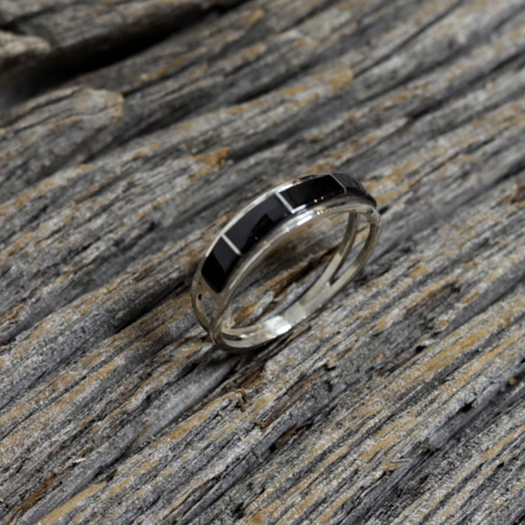 Navajo Silver &amp; Jet Ring by Jamie Johnson