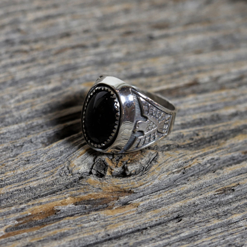 Silver & Onyx Navajo Ring by David Morris