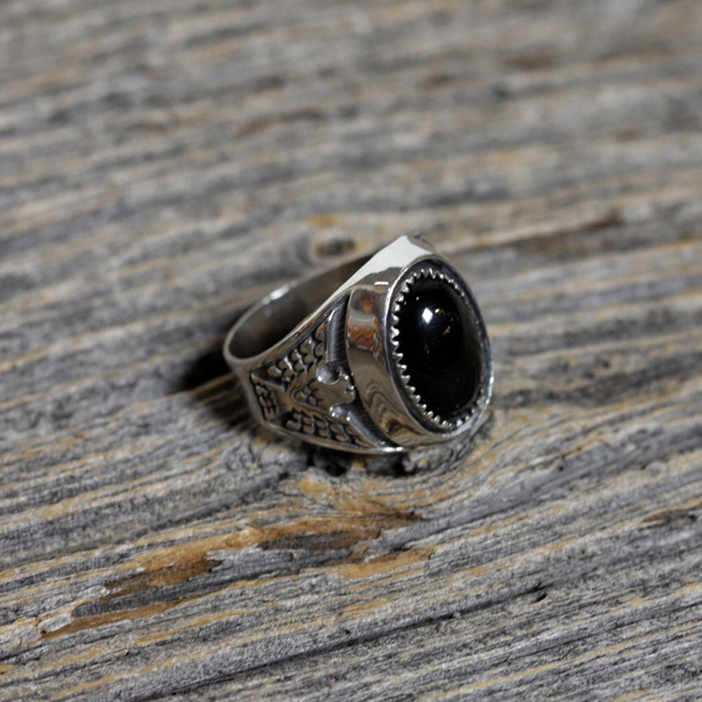 Silver & Onyx Navajo Ring by David Morris
