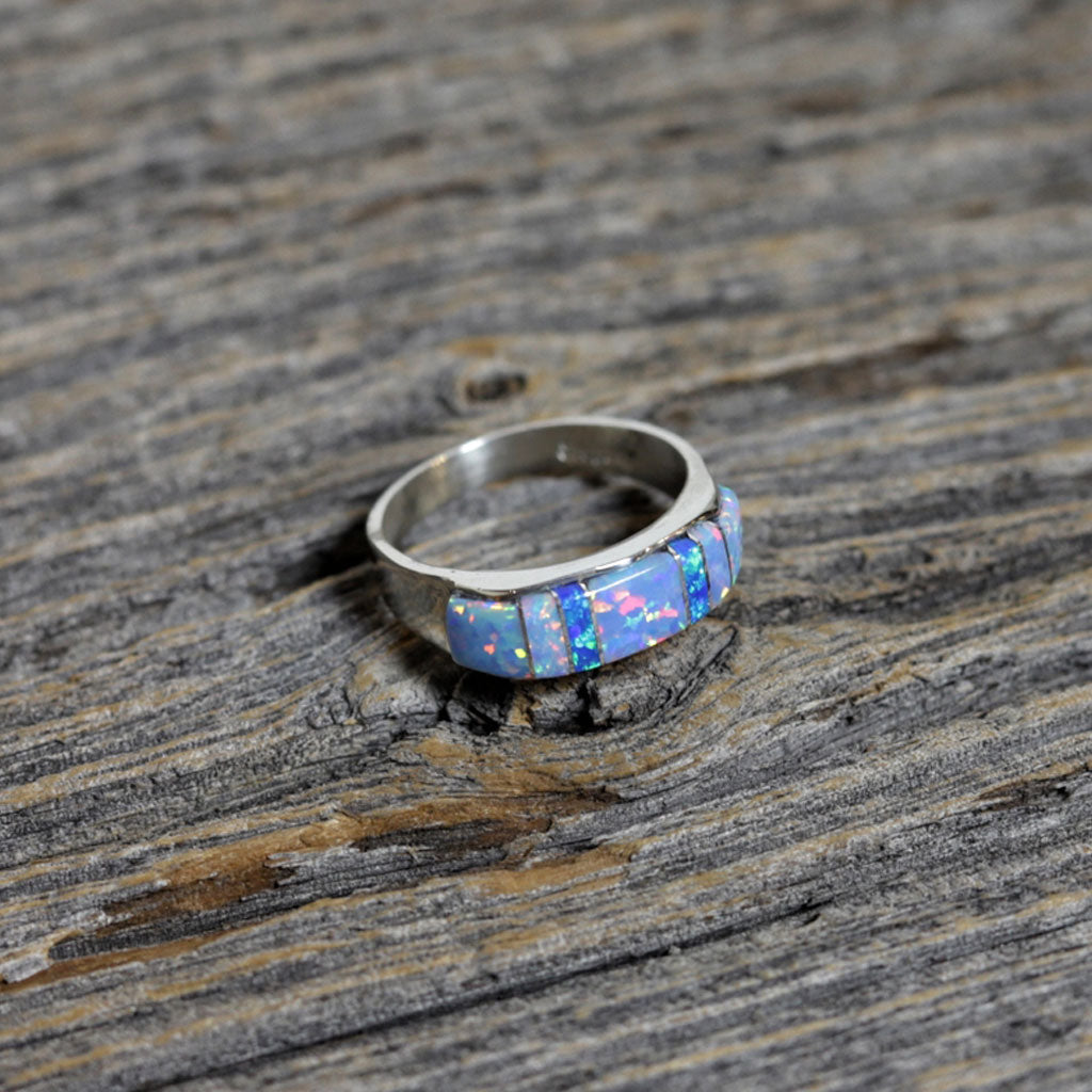 Silver & Opal Navajo Ring by Helena Jim