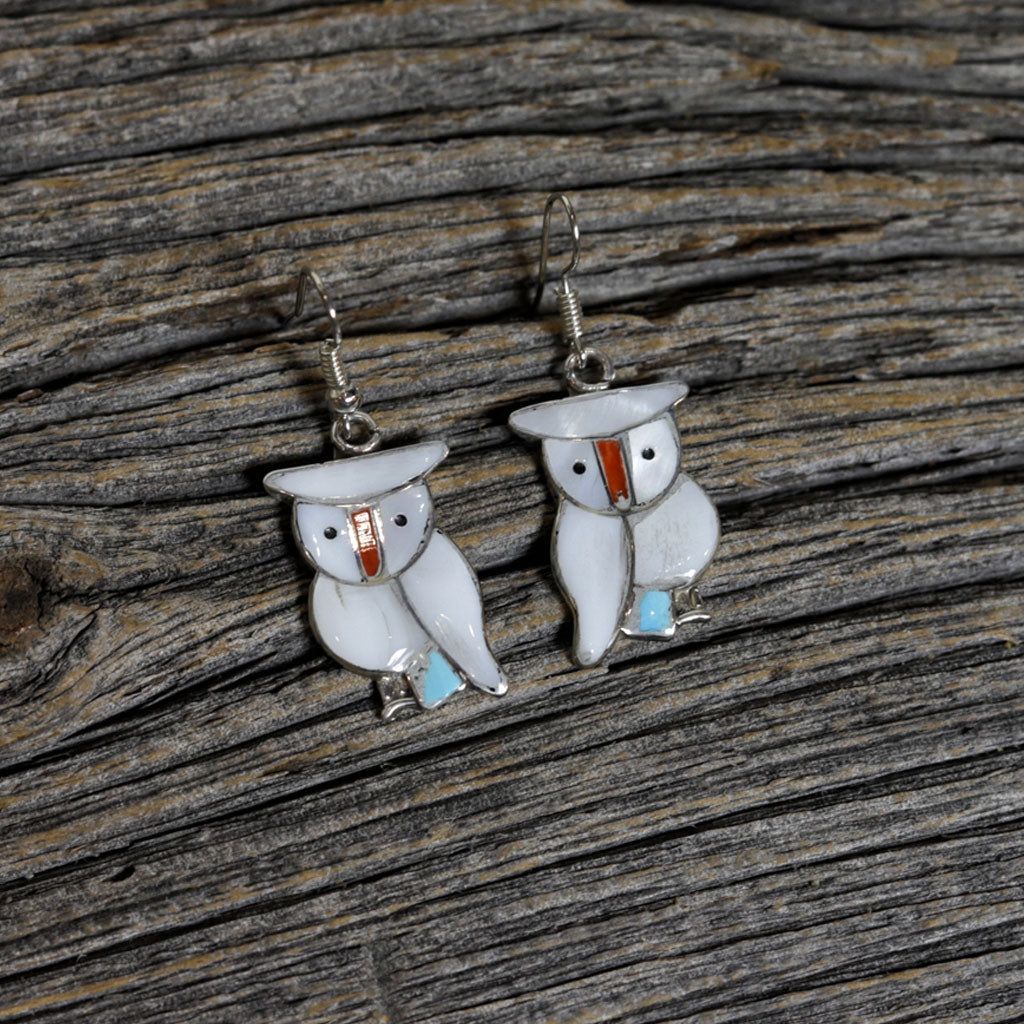 Owl Inlay Zuni Earrings by Pitkin Natewa