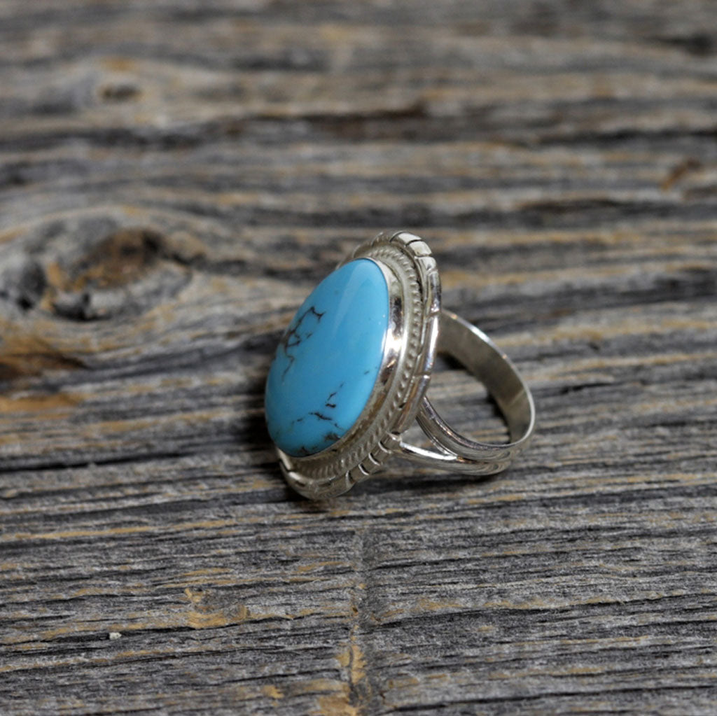 Silver &amp; Turquoise Navajo Ring by Peggy Skeets