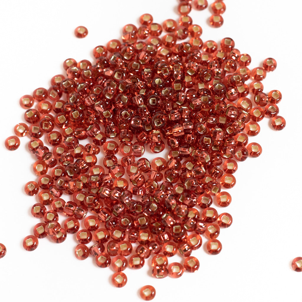 Pink Natural Silverlined Pony Beads