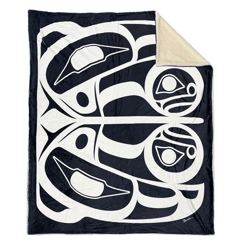 'Raven' Faux Rabbit Fur Throw by Roy Henry Vickers