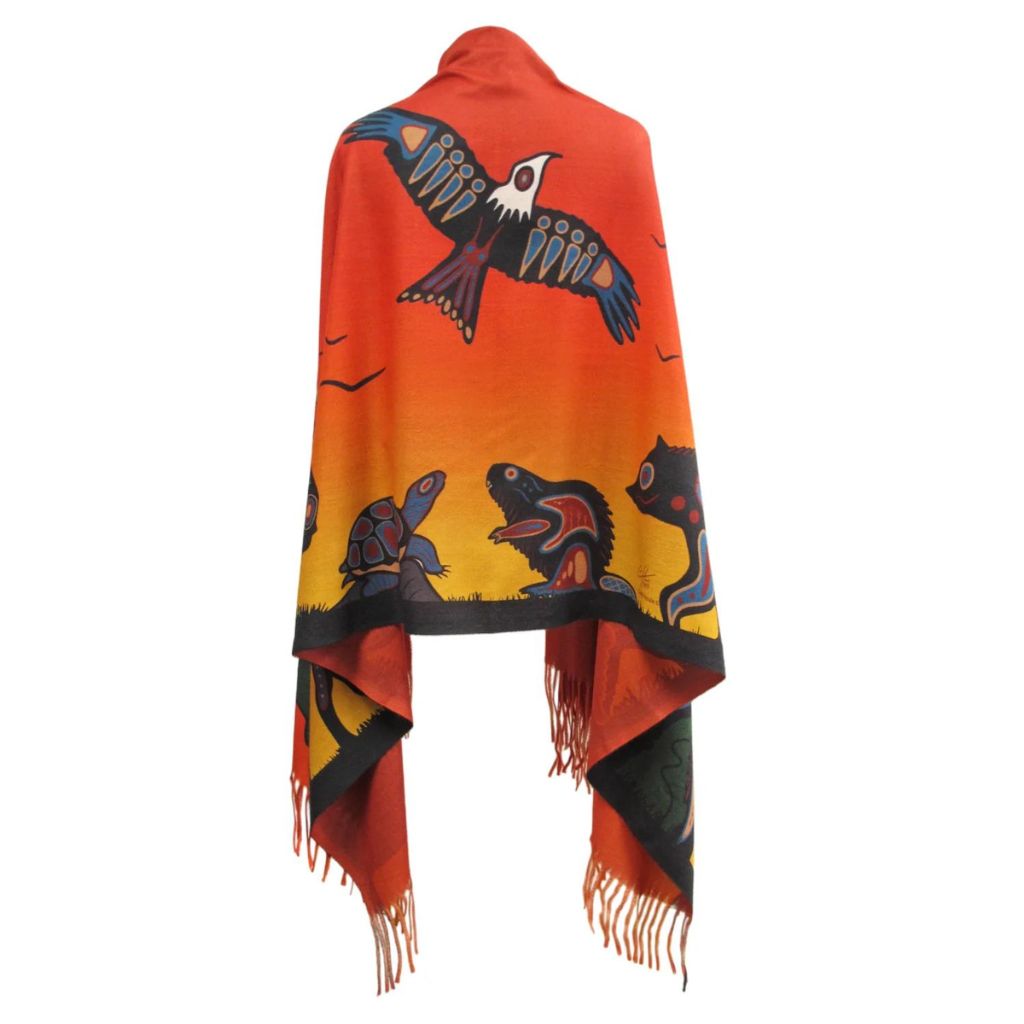 'Seven Grandfather Teachings' Eco Fringed Shawl by Cody James Houle