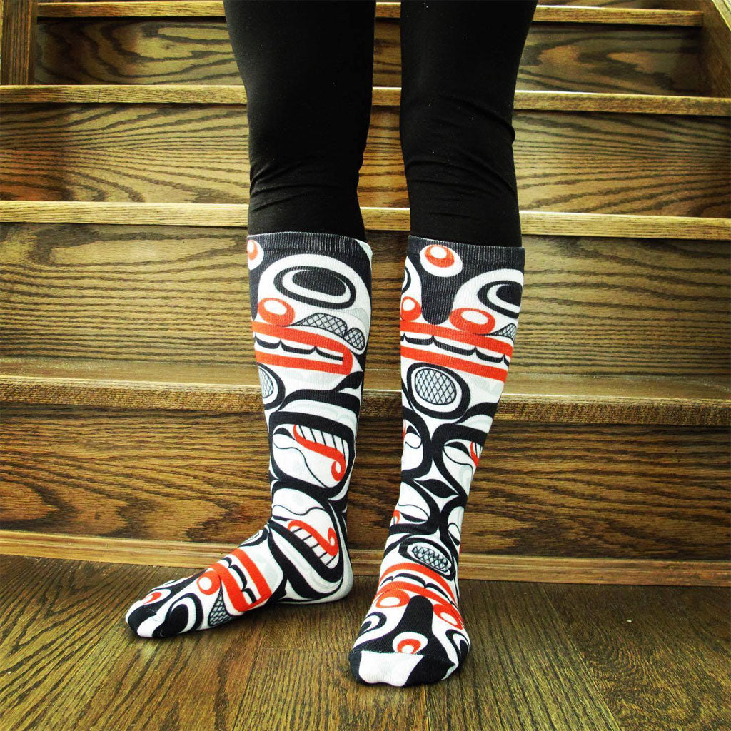 'Killer Whale Crosshatch' Art Socks by Curtis Wilson