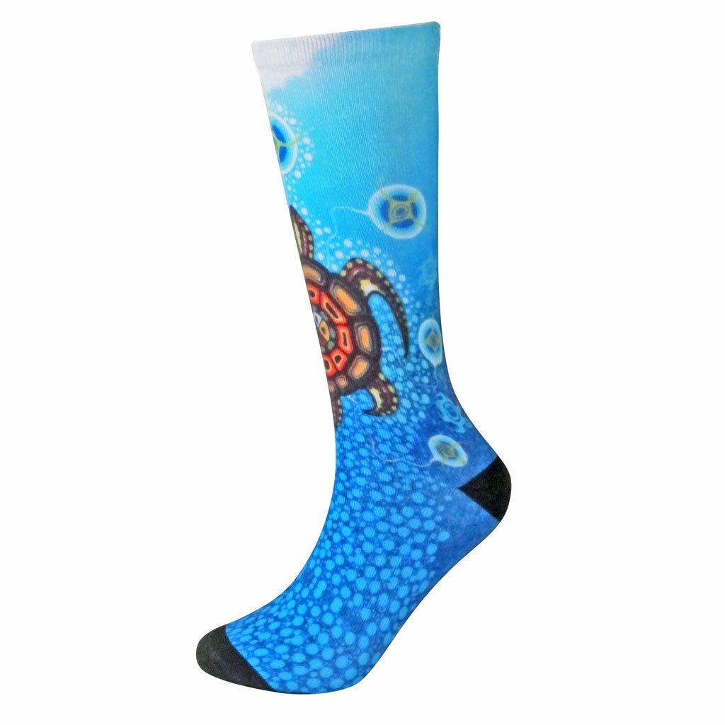 &#39;Medicine Turtle&#39; Art Socks by James Jacko