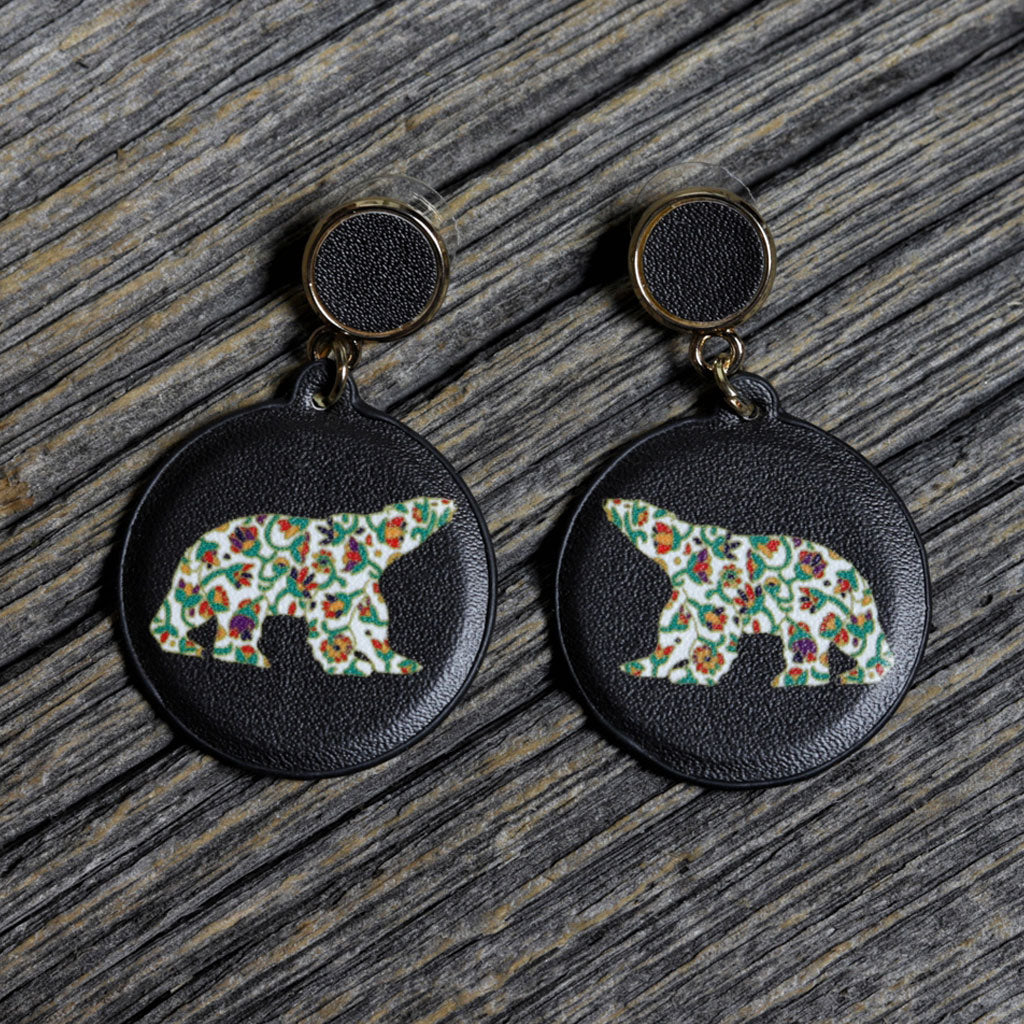 'Spring Bear' Vegan Leather Earrings by Dawn Oman