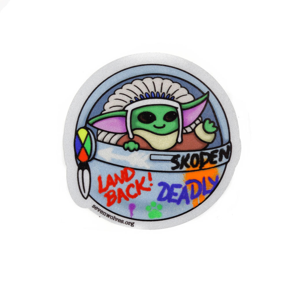 &#39;Land Back&#39; Laptop Decal by Seven Wolves - 3 Inch