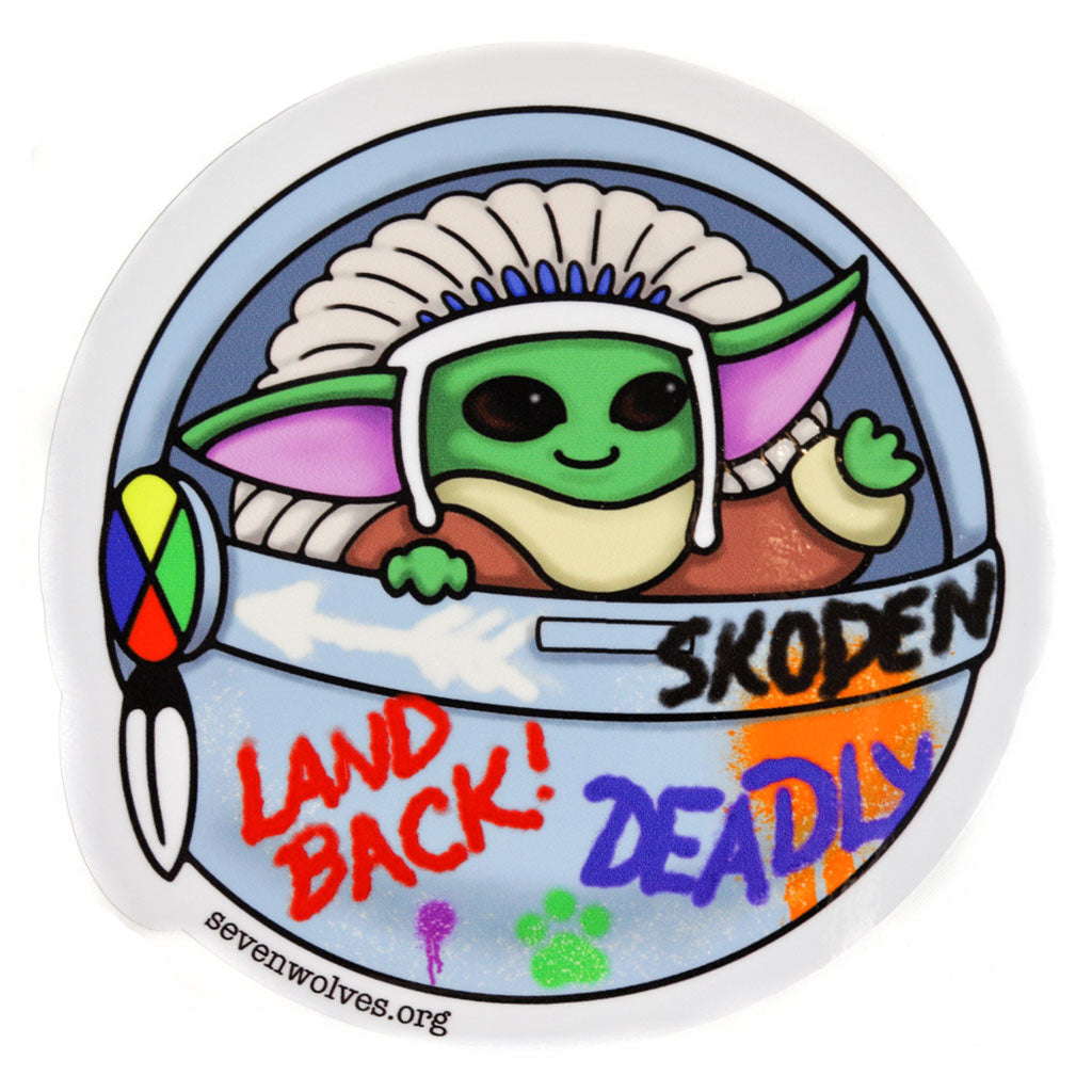 &#39;Land Back&#39; Laptop Decal by Seven Wolves - 5 Inch